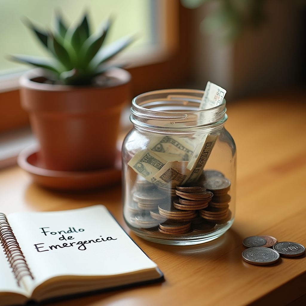 Emergency fund savings jar concept